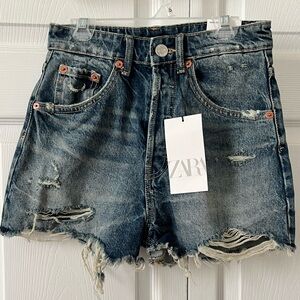 Zara High Waisted Denim Shorts